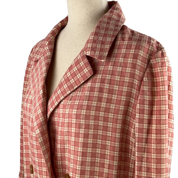 NWT FREE PEOPLE Pink/Rose Olivia Gingham Lightweight Blazer Trench Jacke… - Picture 8 of 16